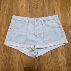 Free People Women's Beginner's Luck Slouch Bohemian Cut Off Shorts Light Blue 29
